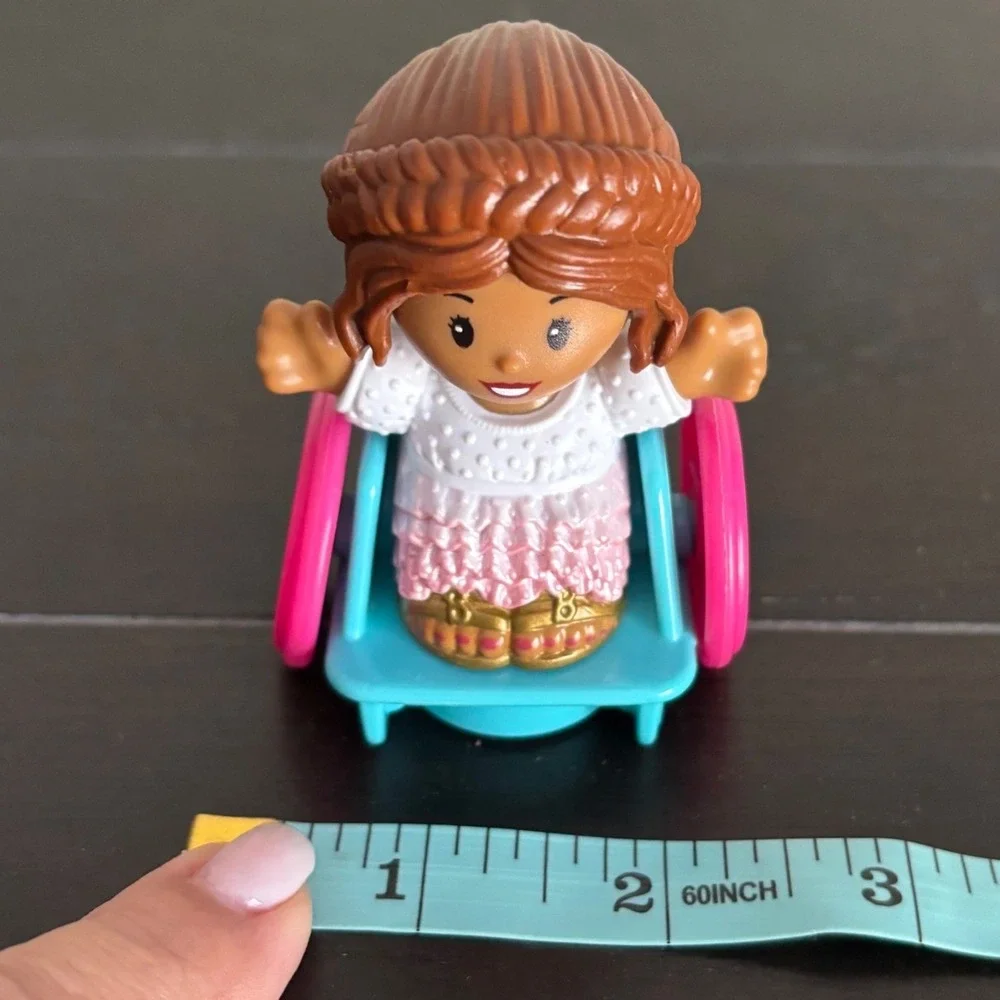 Fisher-Price Little People Barbie Wheelchair Figure Braided Hair Pink Teal‎ 2022